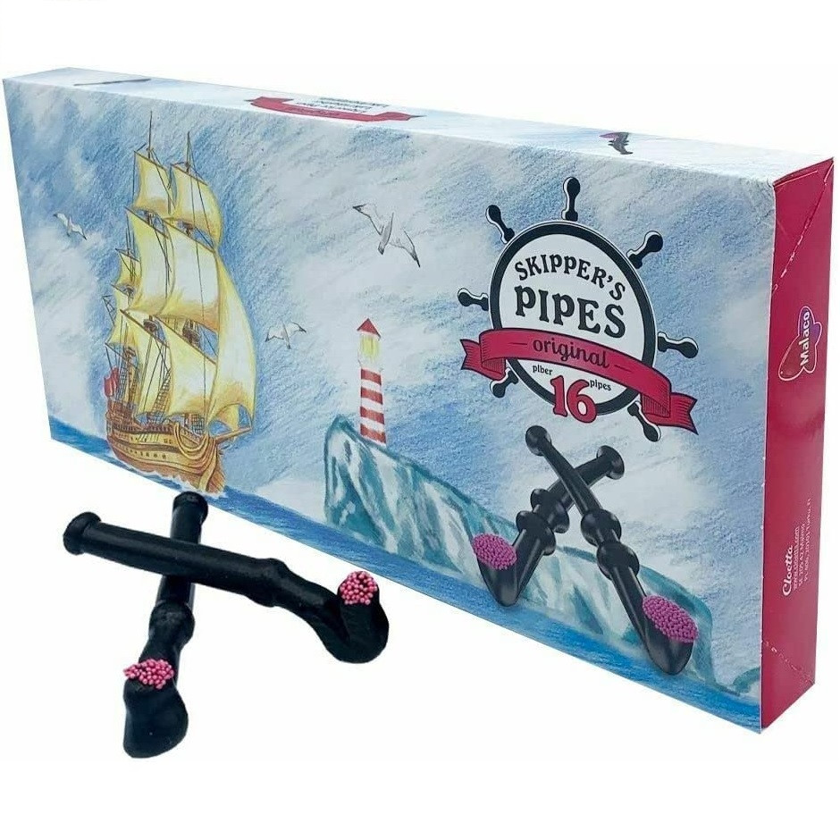 Skipper's Pipes Original Box of 16 Black Liquorice Pipes RetroFestive.ca