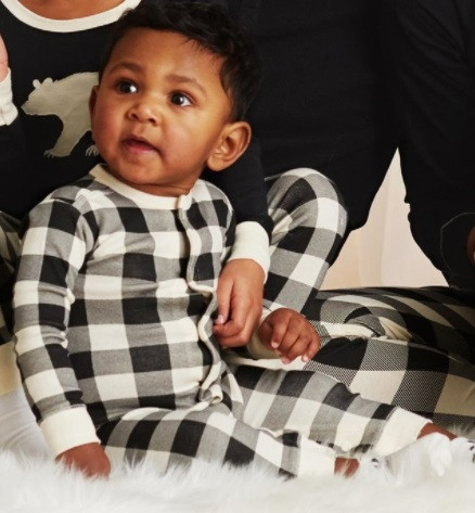 Cream Plaid Baby Union Suit Onesie by Little Blue House RetroFestive.ca