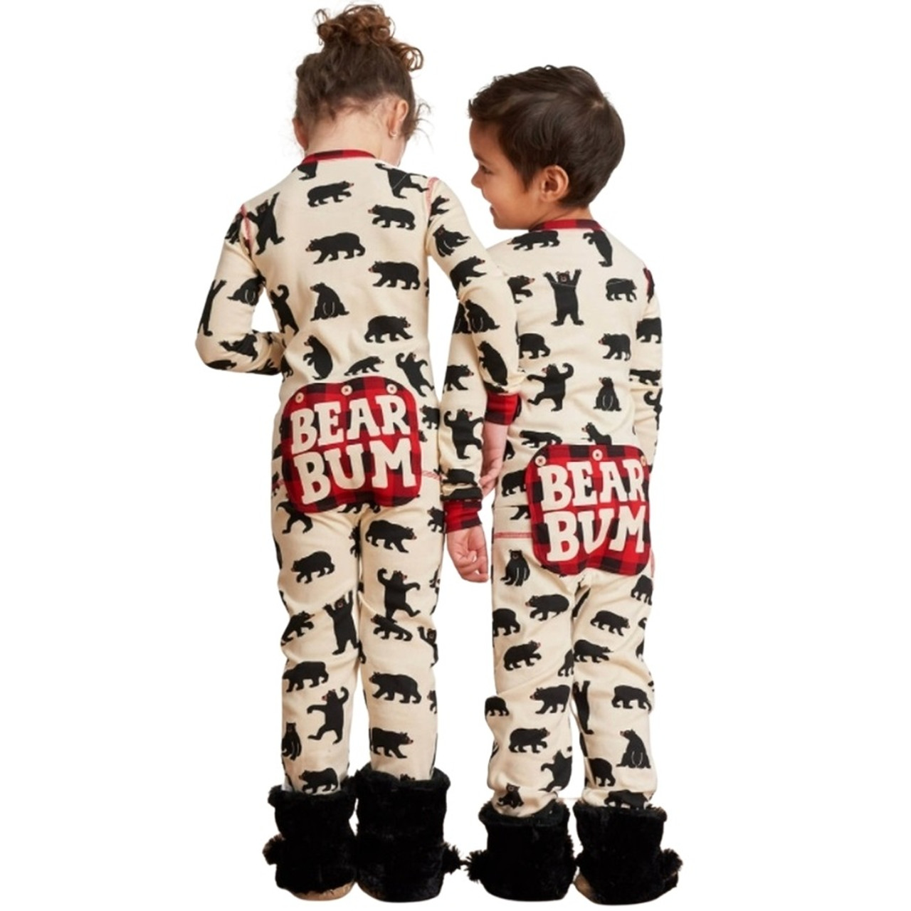 Black Bear Kids Onesie Union Suit Pajamas by Little Blue House
