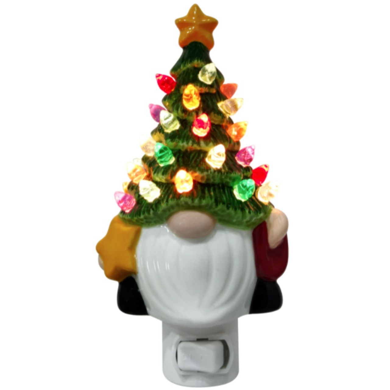 Ceramic Gnome Christmas Tree Night Light