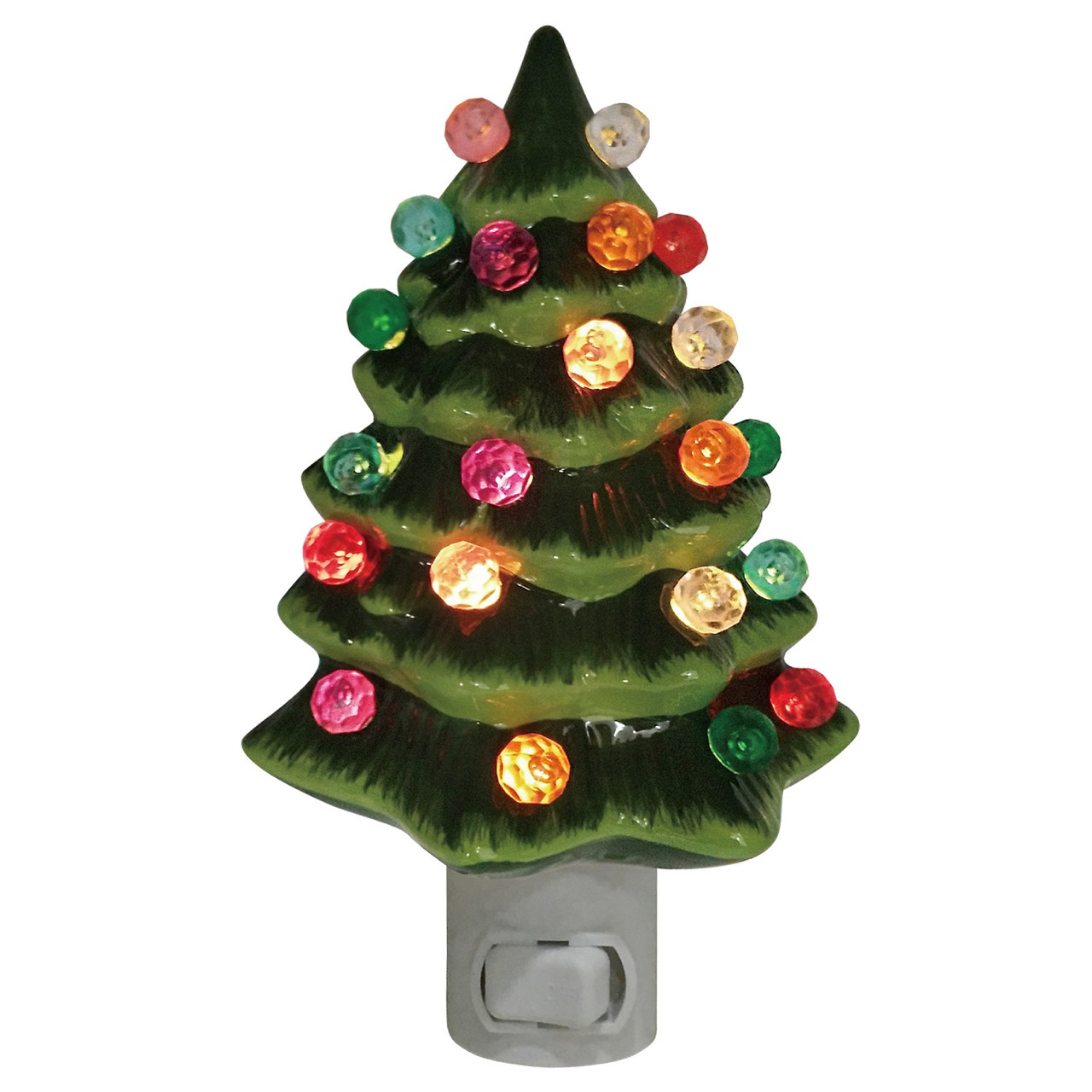 5" Green & White Ceramic Christmas Tree Night Light Canada