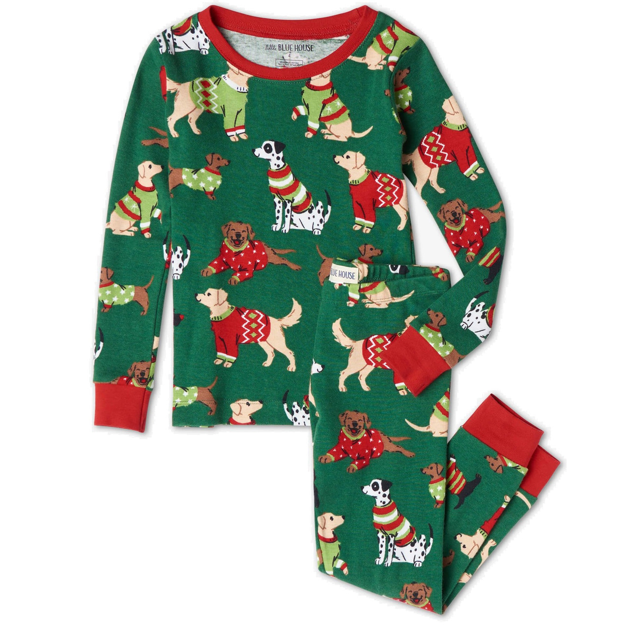 Woofin Christmas GREEN Kids 2-Piece Pajama Set - RetroFestive.ca