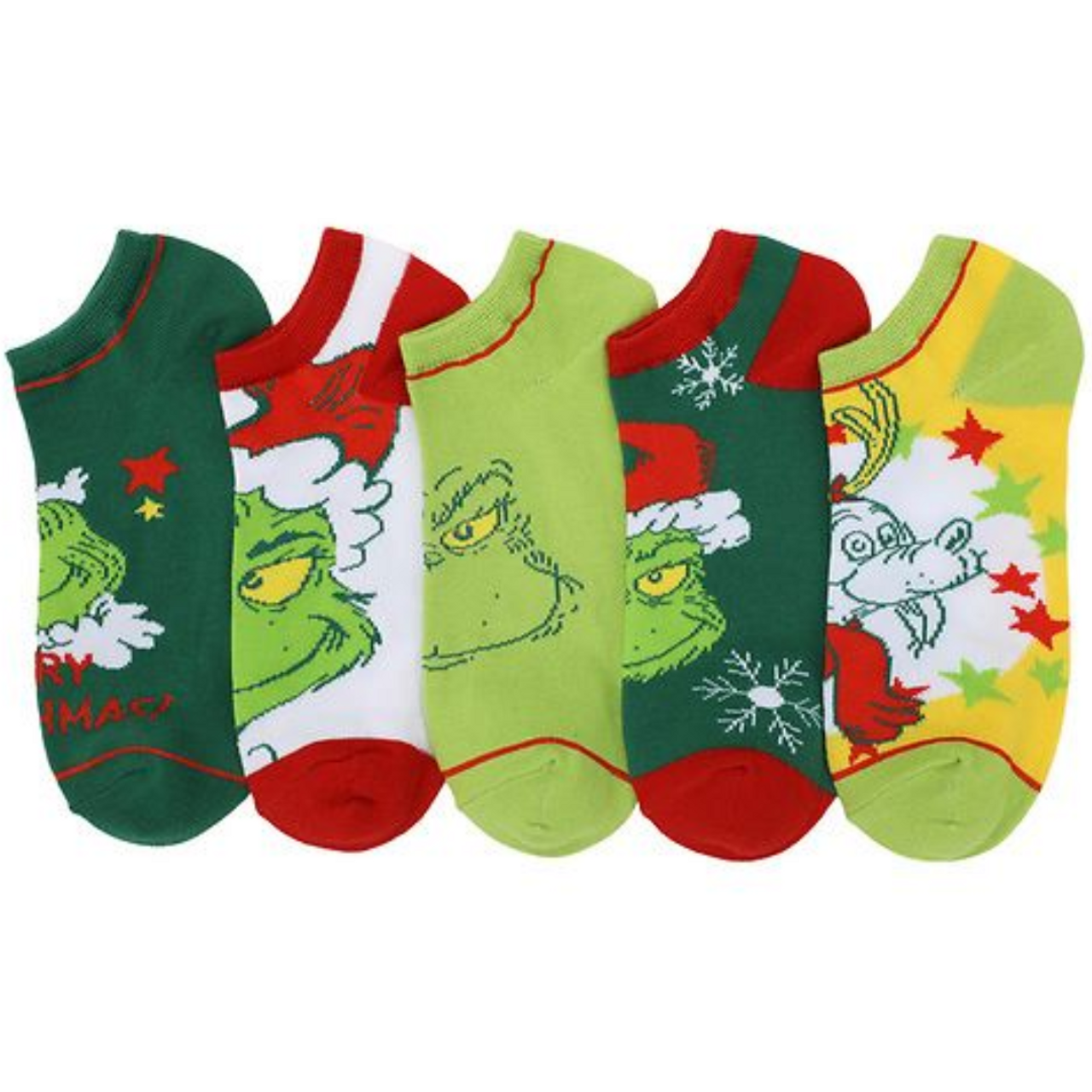 The Grinch 5-Pair Pack of Juniors Ankle Socks by Bioworld - RetroFestive.ca