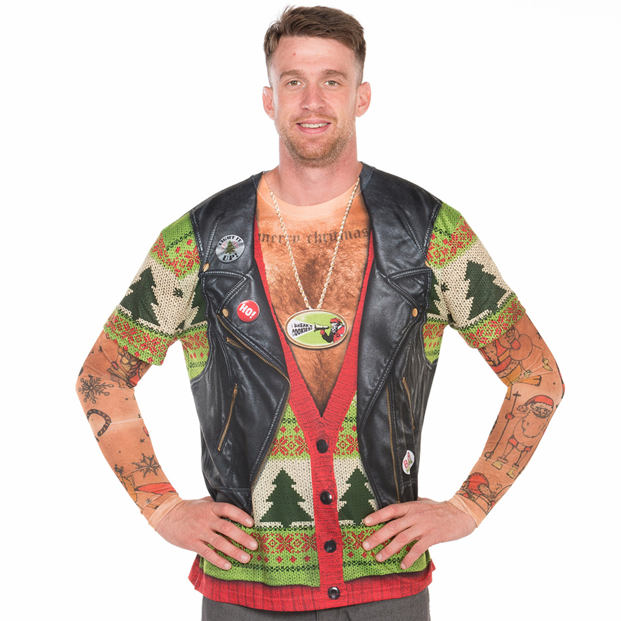 Topless Men Tattooed Ugly Christmas Sweater  Rollaprintscom