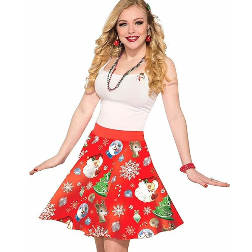 North Pole Red Christmas Skirt Canada RetroFestive.ca