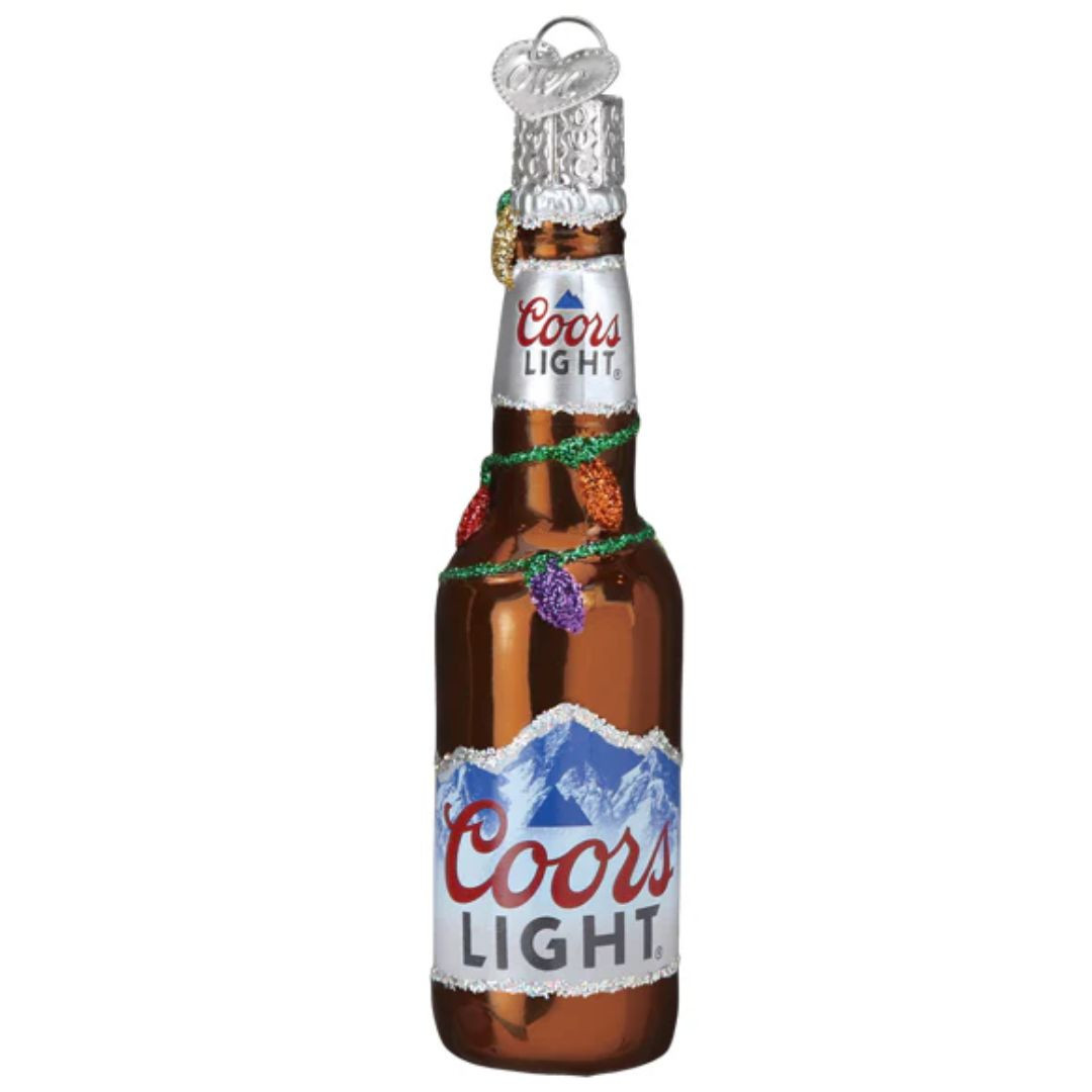 Holiday Coors Light Bottle Glass Ornament by Old World Christmas