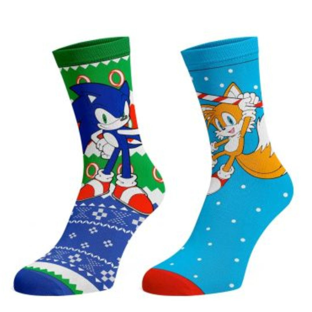 Bioworld Maglione Sonic The Hedgehog Con Motivo Natalizio - Ragazzo, Blu Navy, 100% Acrilico