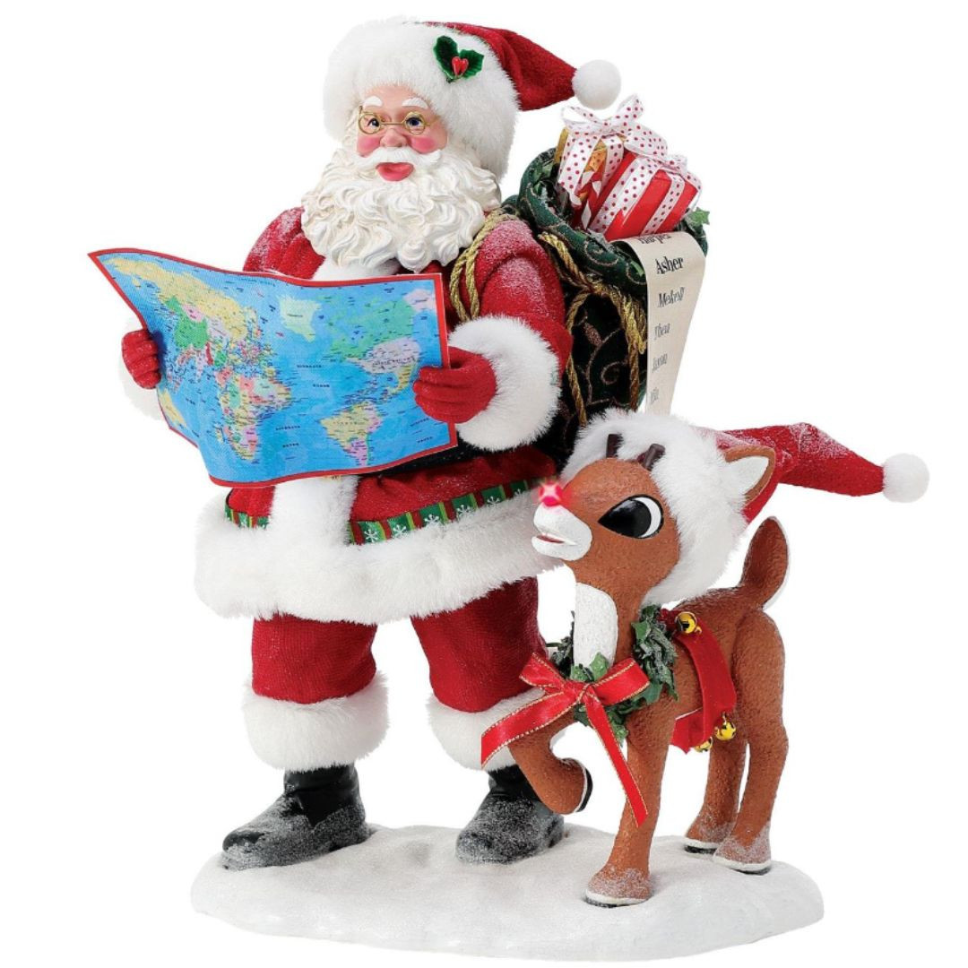 Ready Rudolph? Santa with Map Figure by Possible Dreams - RetroFestive.ca