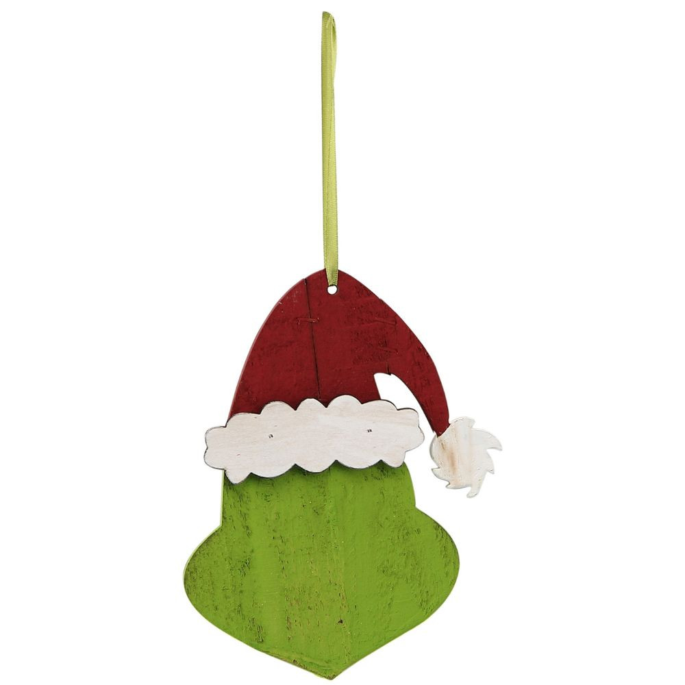8-Inch Grinch Head Silhouette Wood Ornament