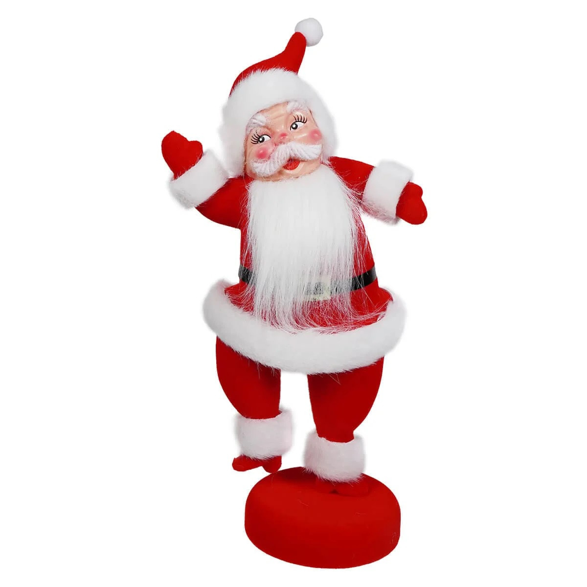 Vintage Style 14.5-Inch Flocked Dancing Santa - RetroFestive.ca