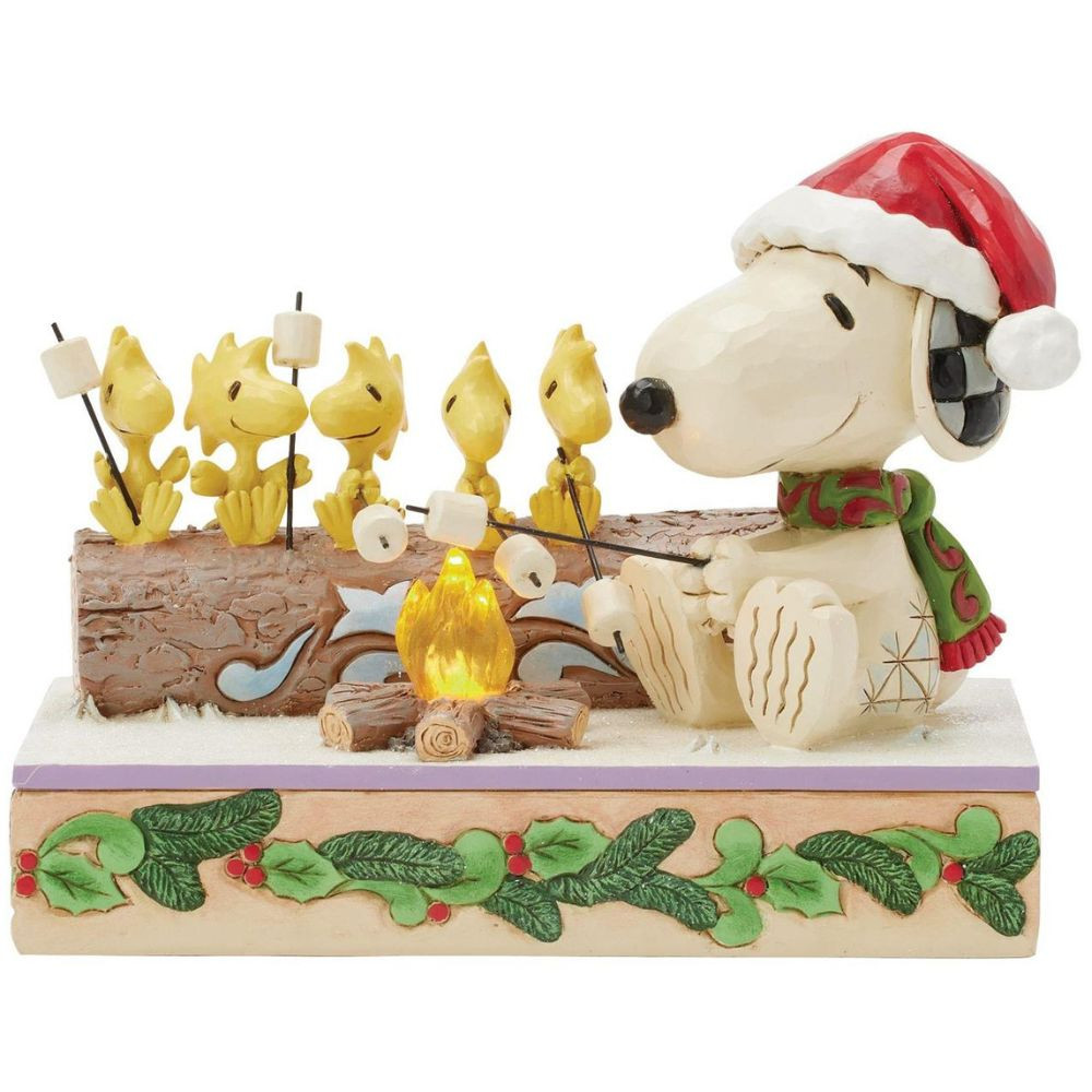 ✨snoopy✨ Snoopy & Woodstocks Roasting Marshmallows LED Figure by Jim Shore