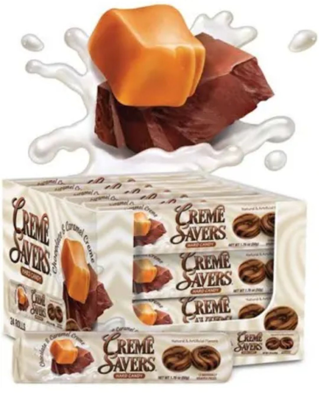 その他 Caramel Creme Savers Hard Candy Roll - Chocolate and Caramel - RetroFestive.ca