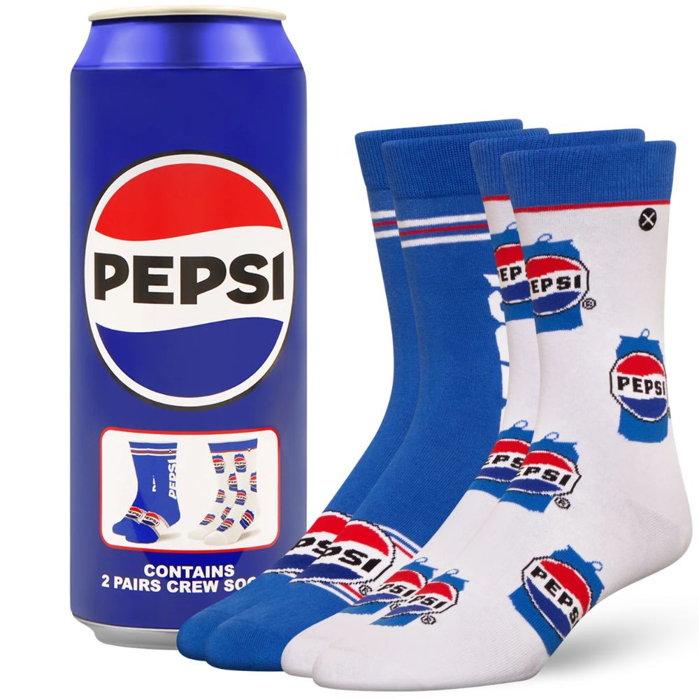 Pepsi Socks 2-Pack in Soda Can Packaging by Odd Sox - RetroFestive.ca