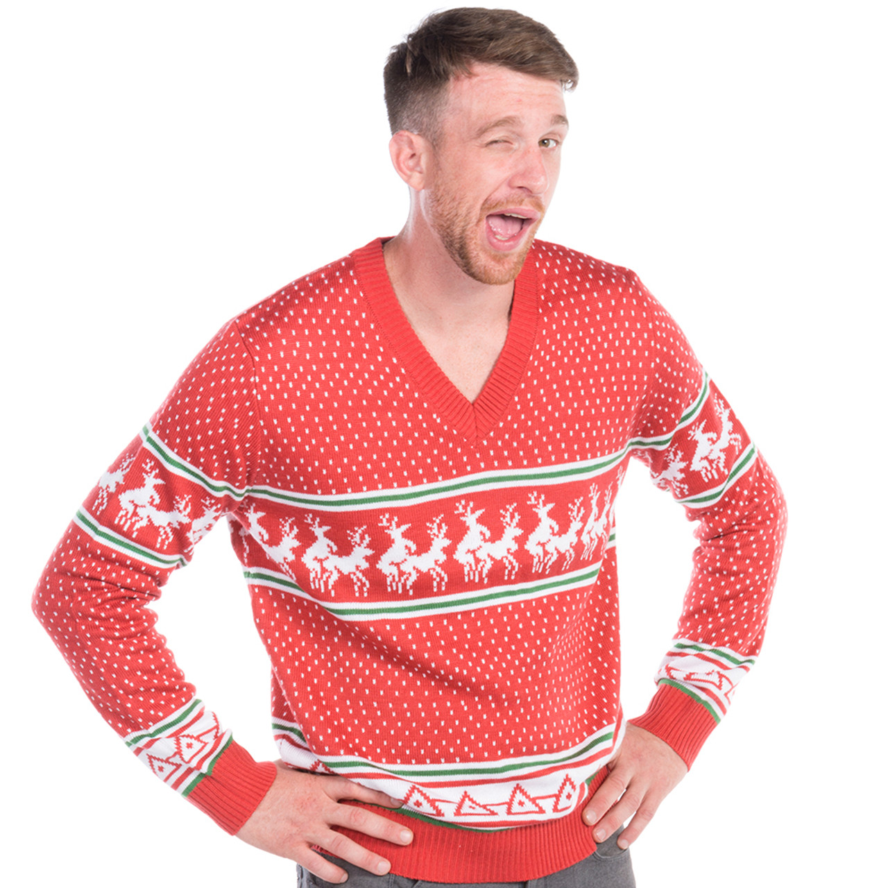 Men's Reindeer Conga Line Ugly Sweater by Tipsy Elves - XL Only
