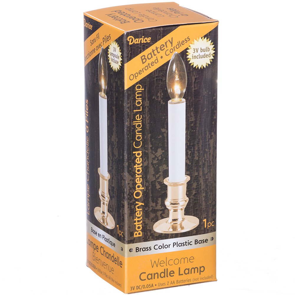 BatteryOperated Candle Lamp with Brass Colour Base RetroFestive.ca