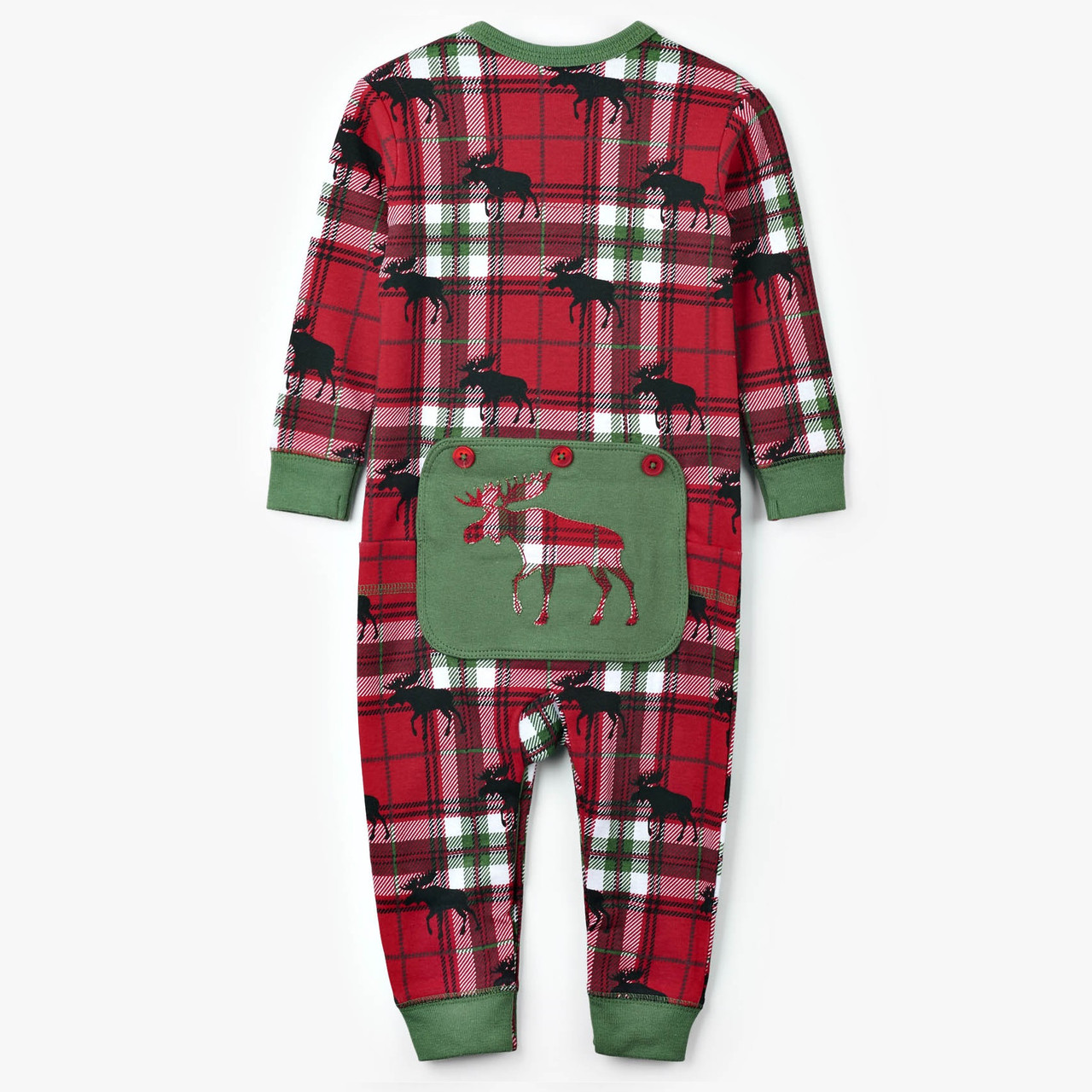 Moose on Red Kids Appliqué Pajama Set - Little Blue House CA