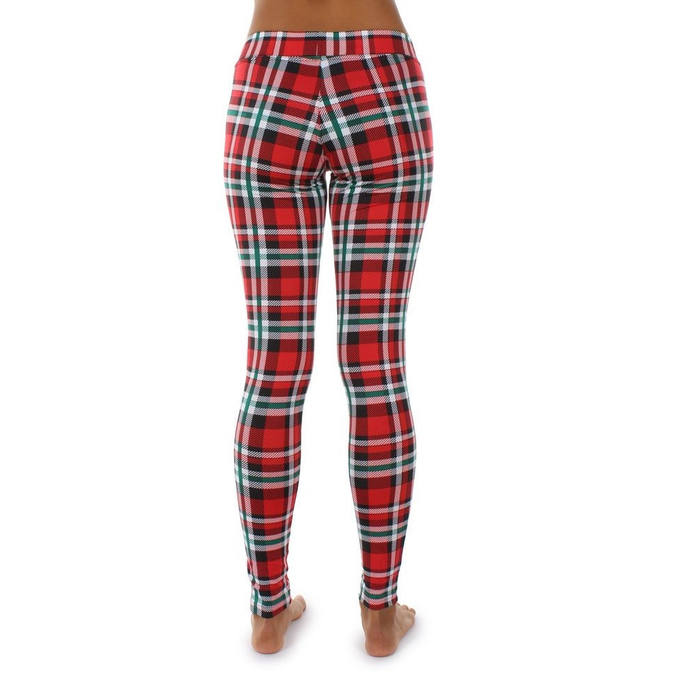 Red Winter Plaid Leggings by Tipsy 
