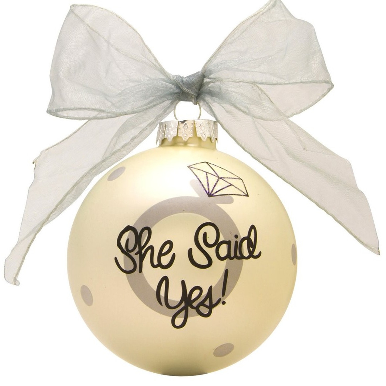 glass engagement ornament