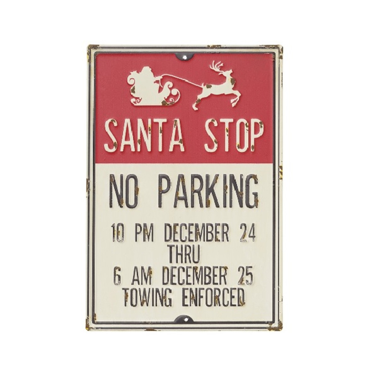 Santa Stop No Parking Tin Sign - RetroFestive.ca