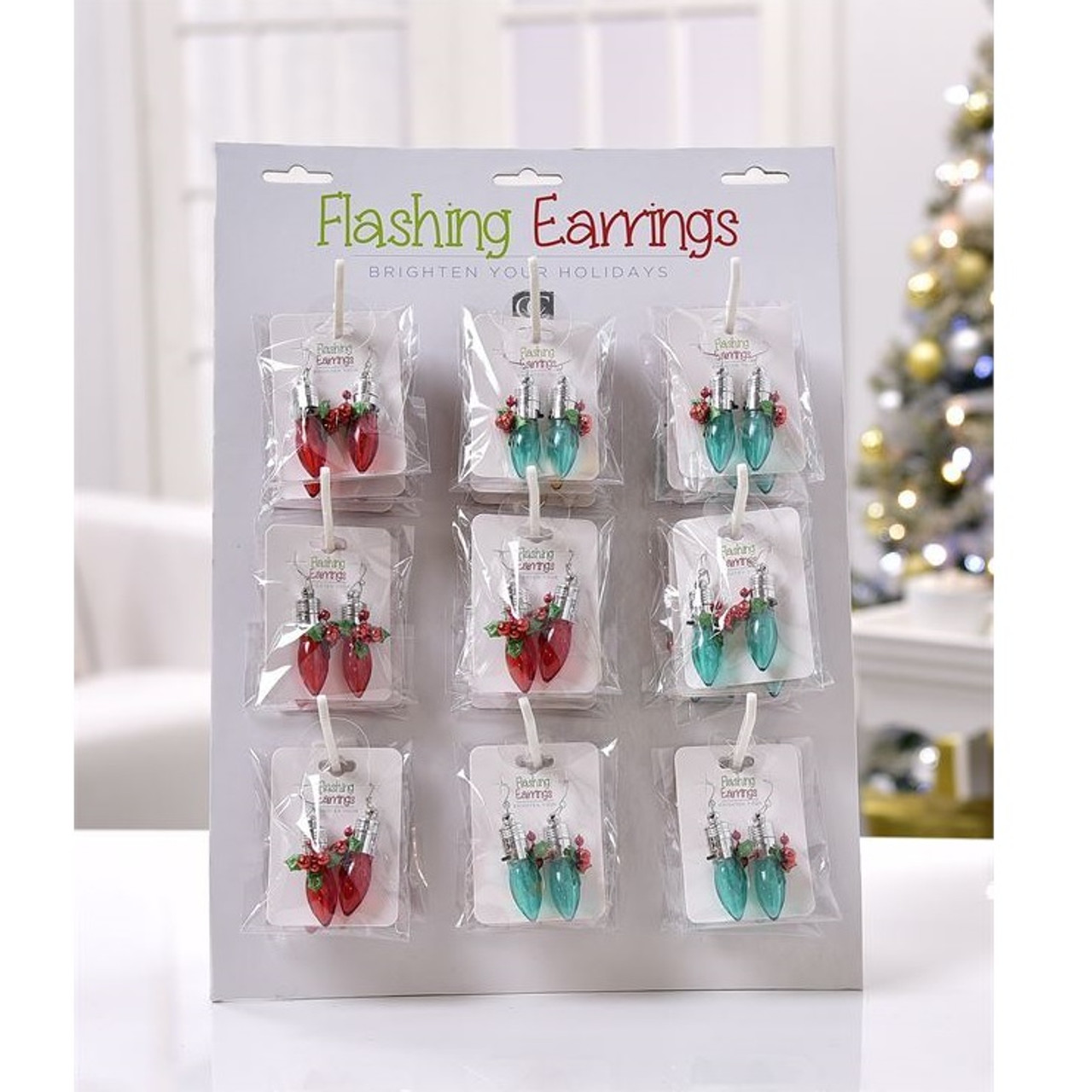 Flashing Christmas Bulb Earrings RetroFestive.ca