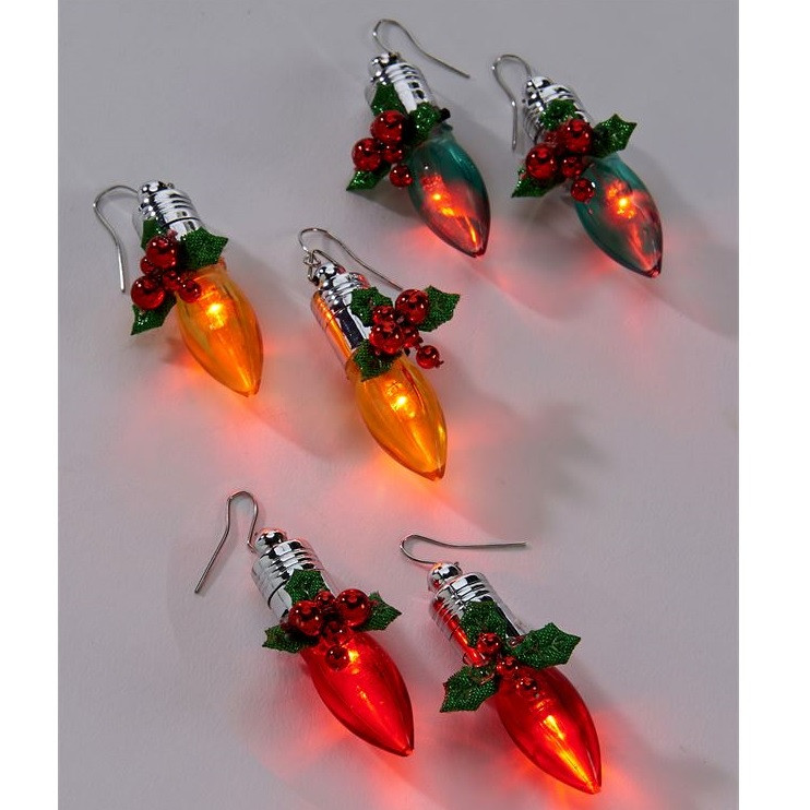 Flashing Christmas Bulb Earrings RetroFestive.ca