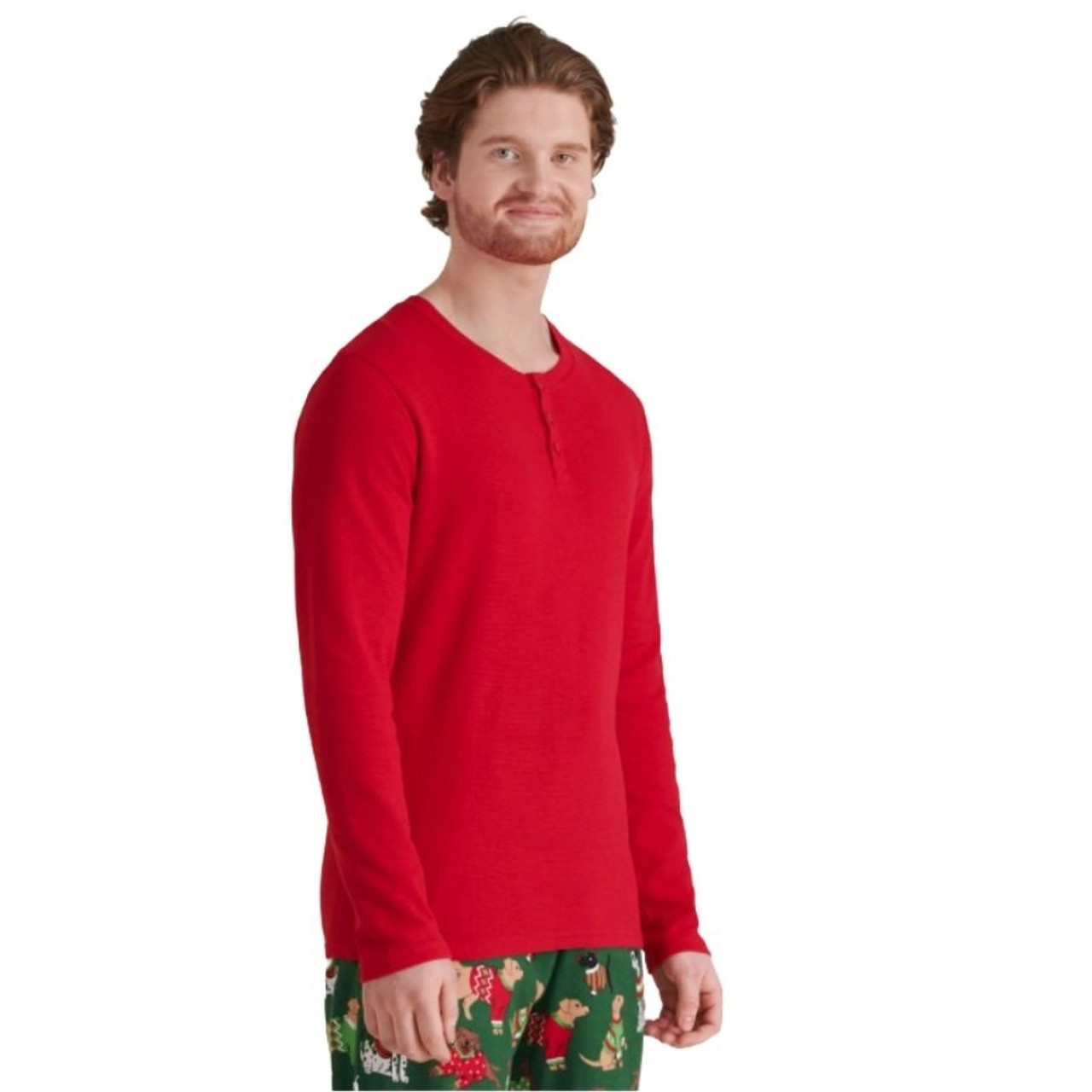 Men's Waffle Henley Top, Men's Nightwear