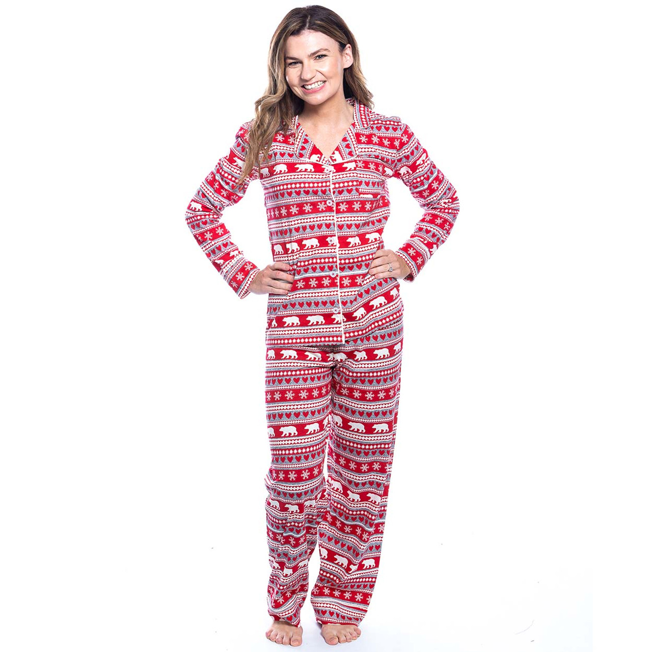 Women's Fair Isle Bear Flannel Pajama Set