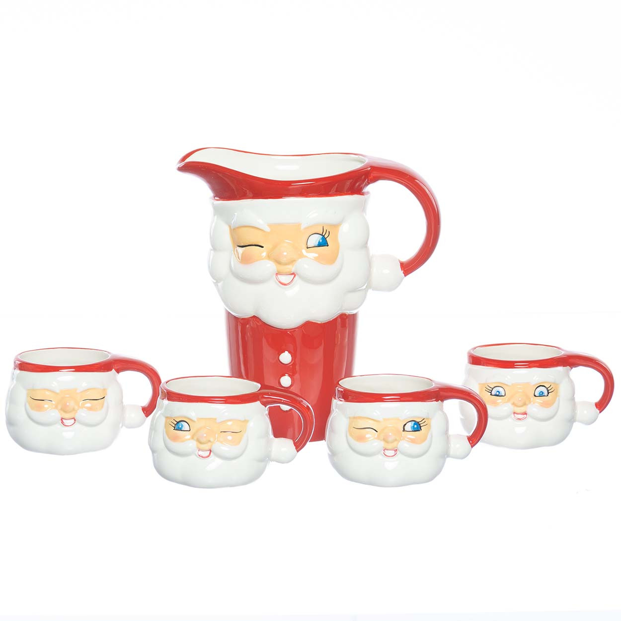 Ceramic Santa Pitcher and Cups in Retro Gift Box - RetroFestive.ca