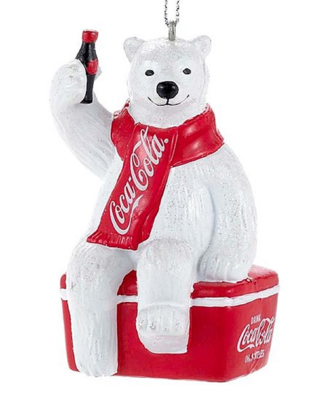 Coca-Cola Polar Bear Waving on Cooler Ornament - RetroFestive.ca