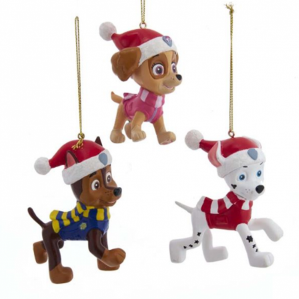Paw Patrol with Santa Hats Ornaments 