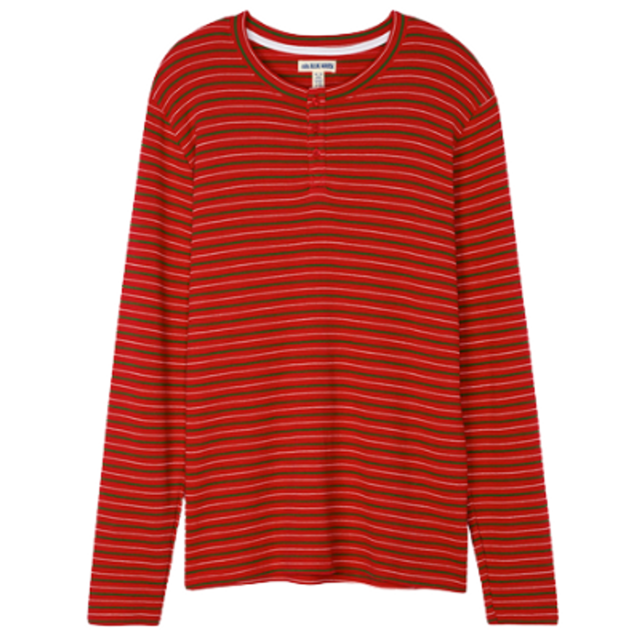 Men's Christmas Striped Waffle Henley Pajama Shirt