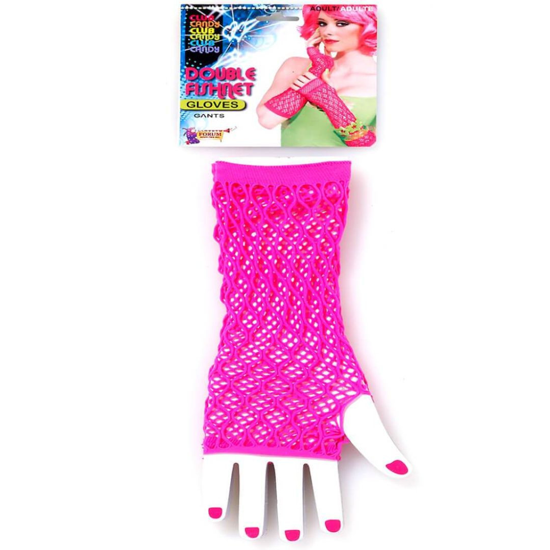 80's Double Long Pink Fingerless Gloves RetroFestive.ca