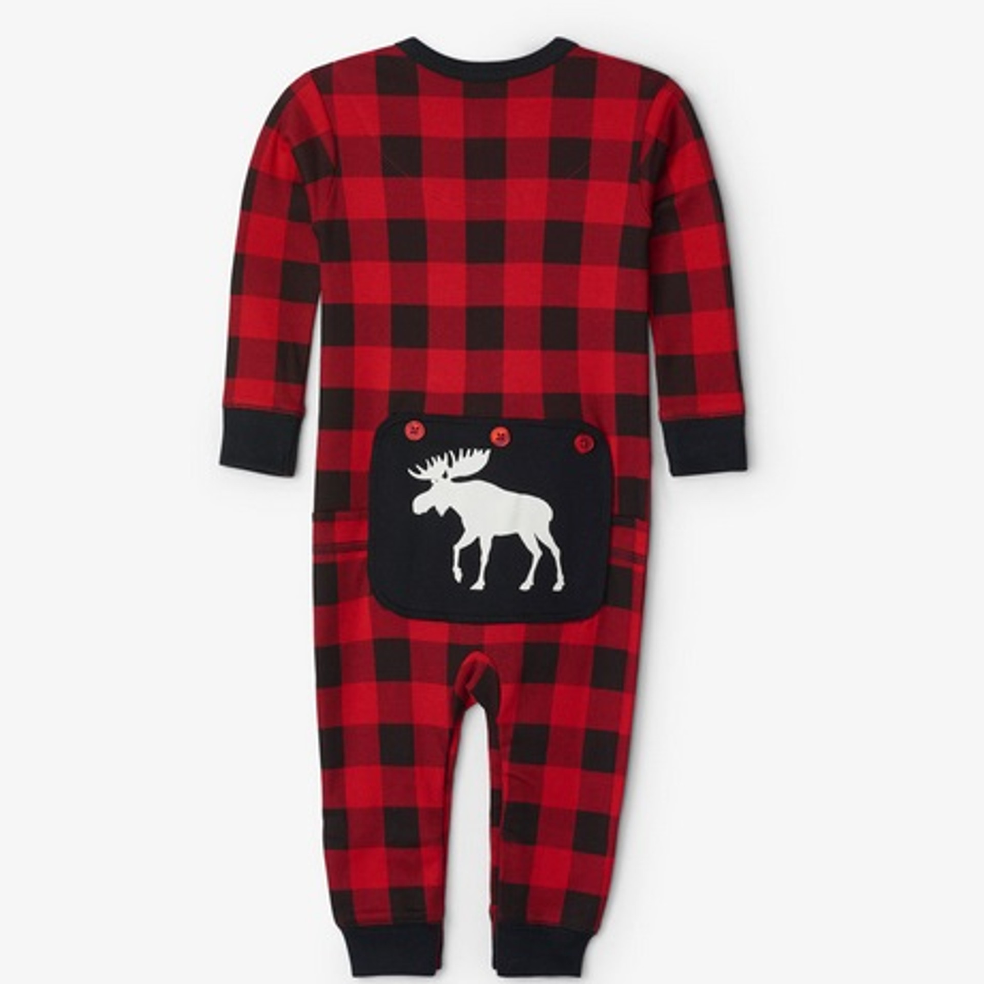 Moose on Buffalo Plaid Baby Onesie Union Suit PJs by Hatley