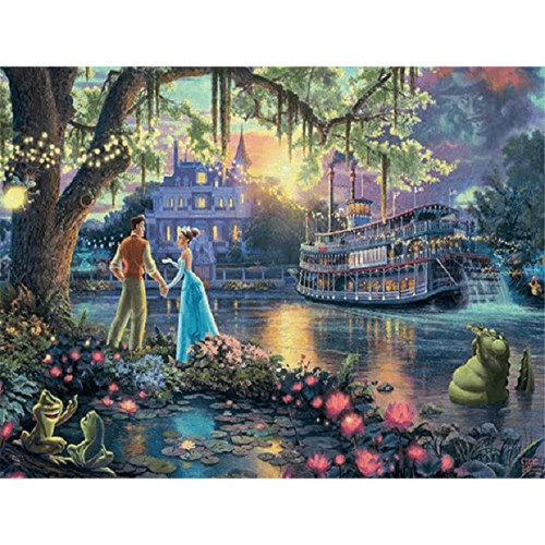 Disney's Princess and the Frog Thomas Kinkade 750 piece puzzle complete Disney's Princess and the Frog Thomas Kinkade 750 piece puzzle complete