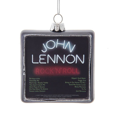 John Lennon Glass Album Cover Ornament Back View John Lennon Glass Album Cover Ornament Back View