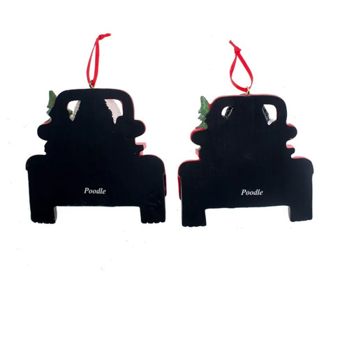 Poodle in Red Truck Personalized Ornament - Back View Poodle in Red Truck Personalized Ornament - Back View