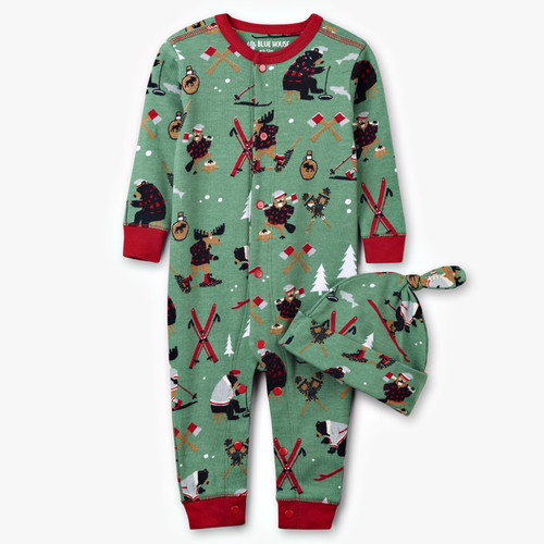 Canadian Winter Infant PJ Romper Set Front