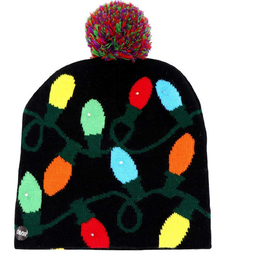 Acrylic LED Flashing Christmas Toque with Pom Pom