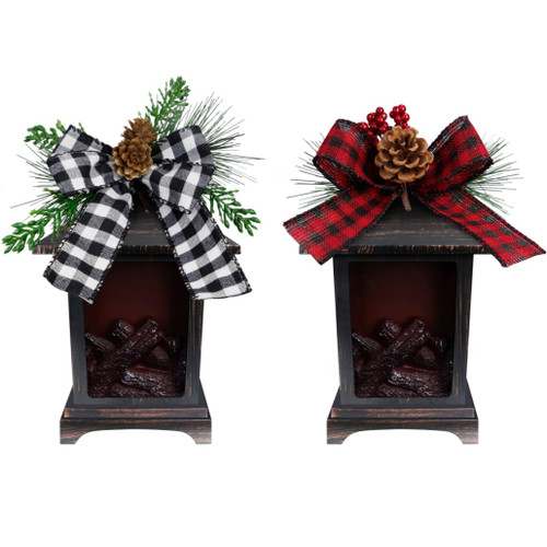 Bronze Christmas Time Fireplace Lantern Unlit View 