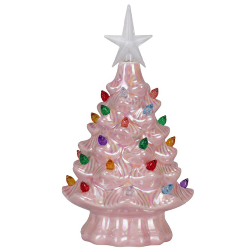 7.5" Pearlized Pink Ceramic Light Up Tree Unlit View 7.5" Pearlized Pink Ceramic Light Up Tree Unlit View