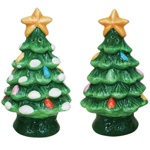 Ceramic Tree Salt and Pepper Shakers, Unpackaged View 