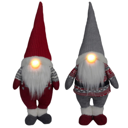 27.5" Standing Gnome with Light Up Nose, Lit View  27.5" Standing Gnome with Light Up Nose, Lit View