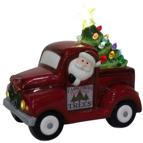 6" LED Ceramic Santa's Red Truck Unlit View 6" LED Ceramic Santa's Red Truck Unlit View
