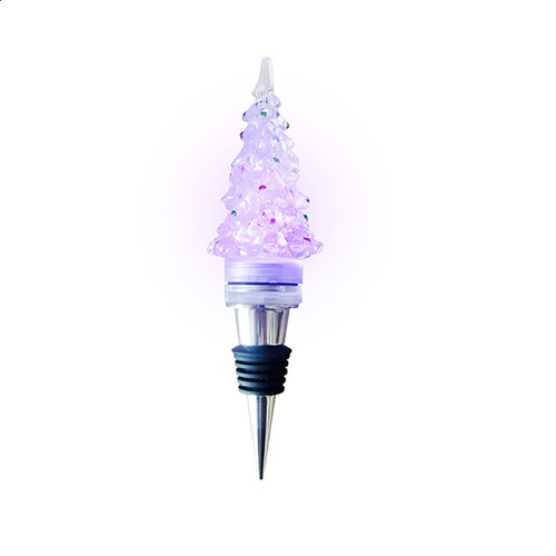 LED Christmas Tree Wine Bottle Stoppers Lit View 