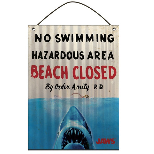 Jaws No Swimming, Beach Closed Vintage Sign  Jaws No Swimming, Beach Closed Vintage Sign