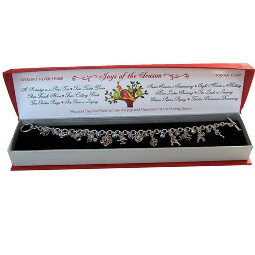 12 Days of Christmas Charm Bracelet In Gift Box
