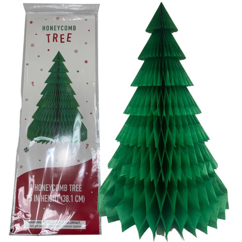 Honeycomb Tissue Paper Christmas Tree Duo View