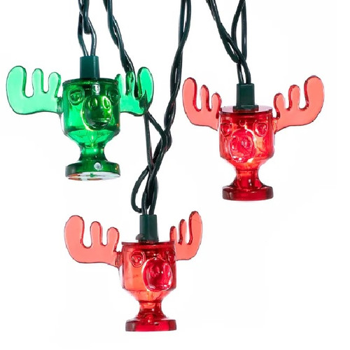 Moose Mug Christmas Lights String Red and Green Moose Mug Christmas Lights String Red and Green