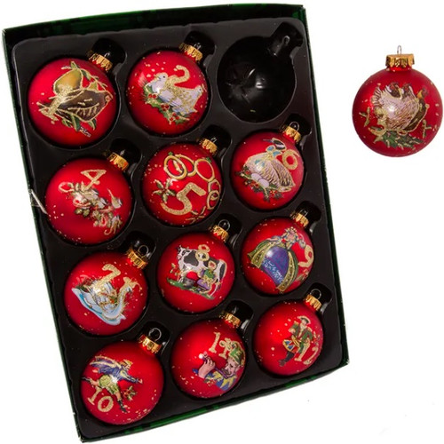 Twelve Days of Christmas Glass Ball Ornaments Boxed Set of 12 Twelve Days of Christmas Glass Ball Ornaments Boxed Set of 12
