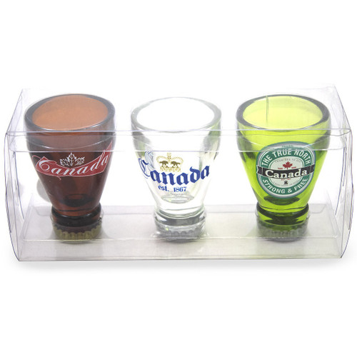 Canada Beer Bottles Shot Glasses Set of 3 